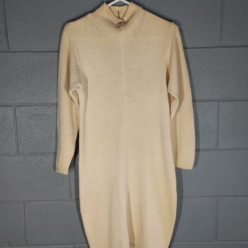 St John by Marie Gray Knit Stretch Dress - Cream Tan - Size 6
